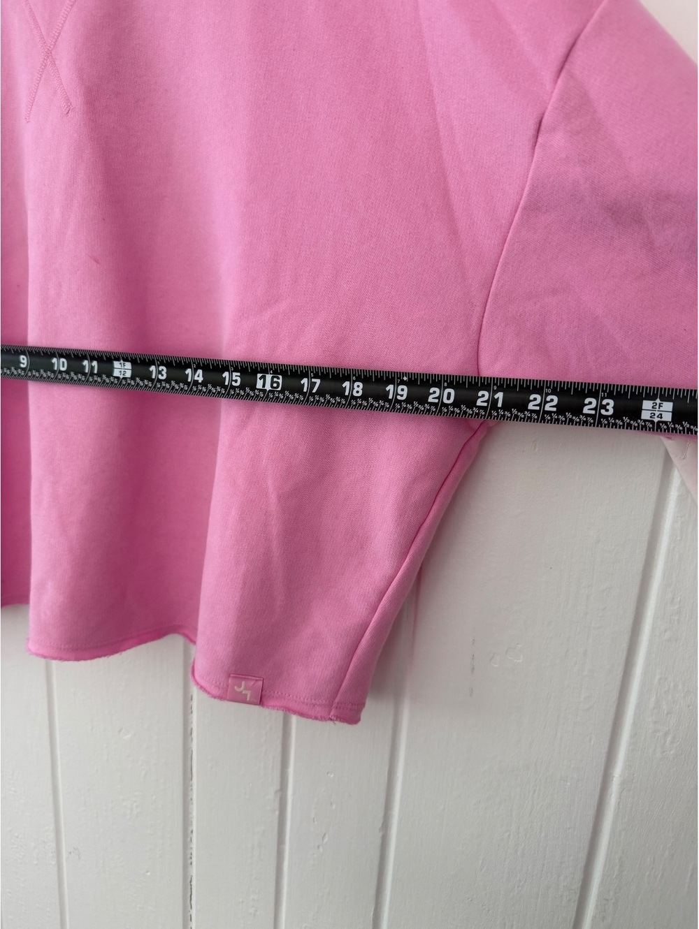 Joy Lab Medium Pink Cropped Sweatshirt with Heart Elbow Patches - Picture 6 of 8